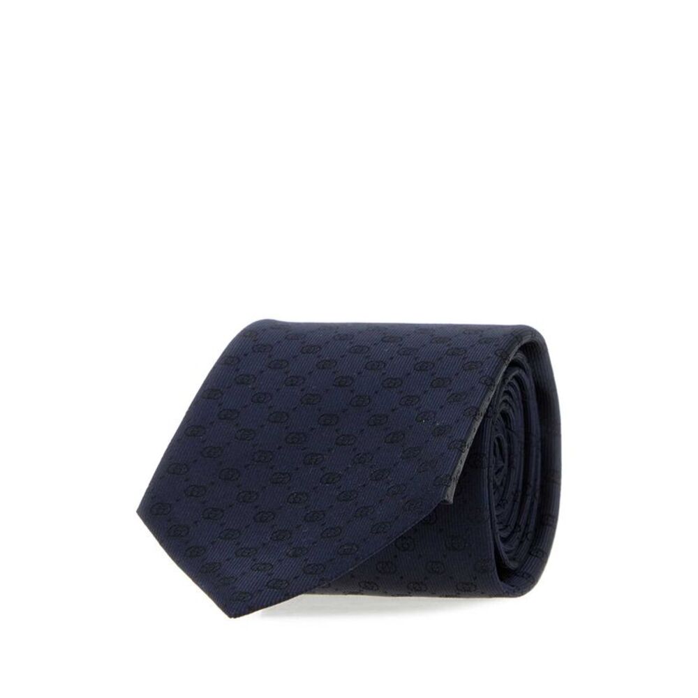 Gucci Men Navy Blue Silk Tie
